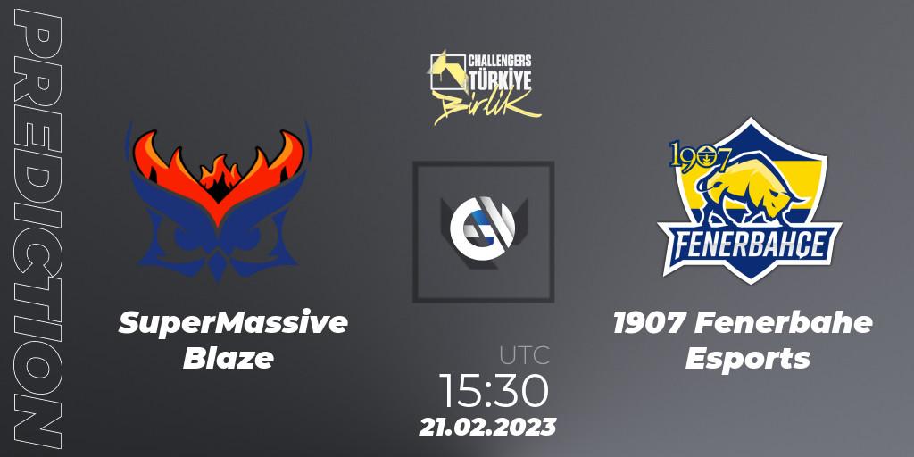 SuperMassive Blaze vs 1907 Fenerbahçe Esports: Match Prediction. 21.02.2023 at 15:00, VALORANT, VALORANT Challengers 2023 Turkey: Birlik Split 1