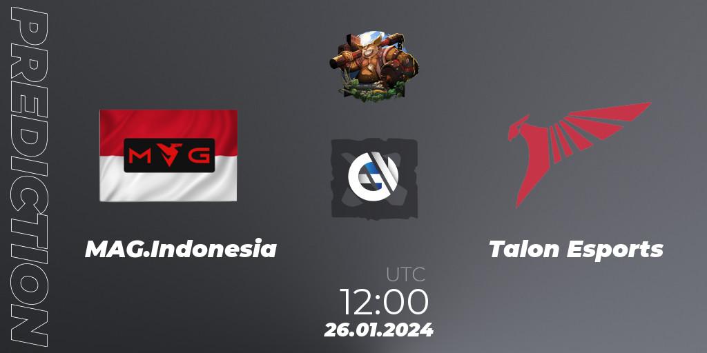 MAG.Indonesia vs Talon Esports: Match Prediction. 26.01.2024 at 12:00, Dota 2, ESL One Birmingham 2024: Southeast Asia Closed Qualifier