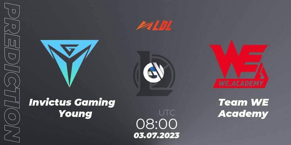Invictus Gaming Young vs Team WE Academy: Match Prediction. 03.07.2023 at 08:00, LoL, LDL 2023 - Regular Season - Stage 3