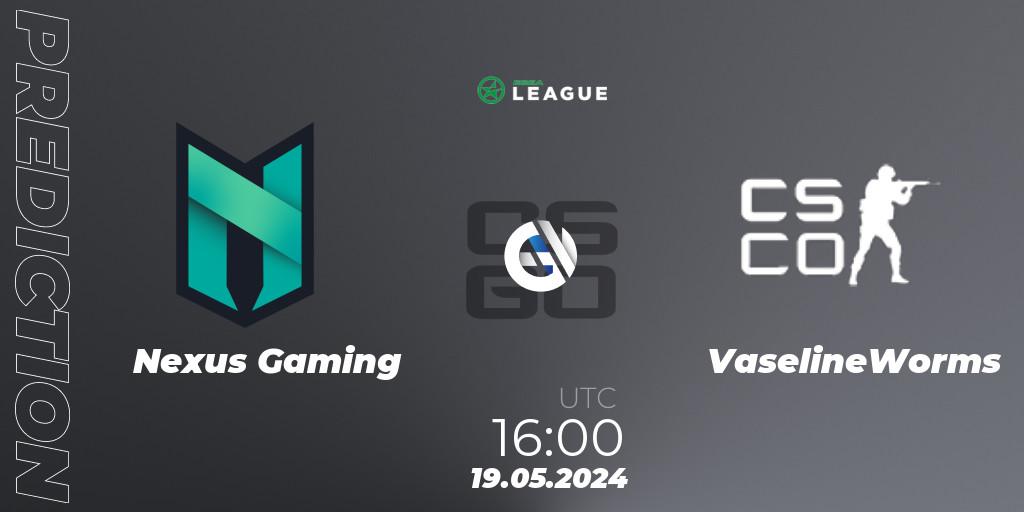 Nexus Gaming vs VaselineWorms: Match Prediction. 19.05.2024 at 16:00, Counter-Strike (CS2), ESEA Season 49: Advanced Division - Europe