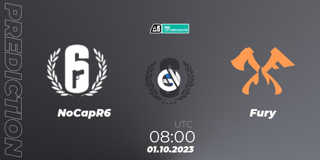NoCapR6 vs Fury: Match Prediction. 01.10.2023 at 08:00, Rainbow Six, Asia League 2023 - Stage 2 - Last Chance Qualifiers