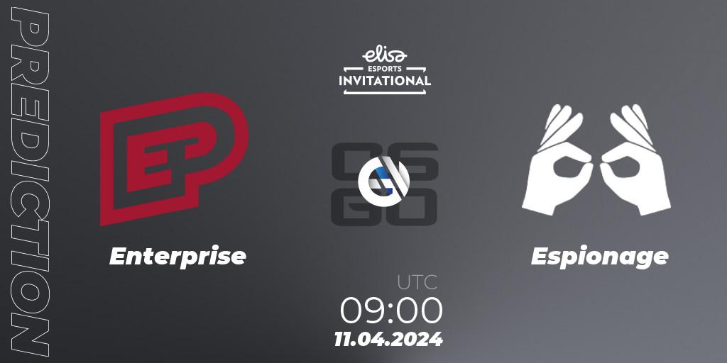 Enterprise vs Espionage: Match Prediction. 11.04.2024 at 09:00, Counter-Strike (CS2), Elisa Invitational Spring 2024