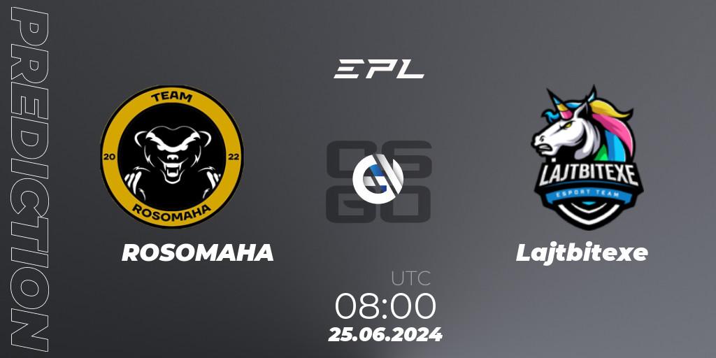 ROSOMAHA vs Lajtbitexe: Match Prediction. 25.06.2024 at 08:00, Counter-Strike (CS2), European Pro League Season 18: Division 2