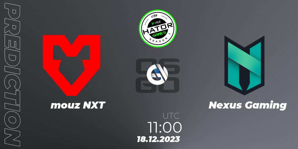 mouz NXT vs Nexus Gaming: Match Prediction. 18.12.2023 at 15:30, Counter-Strike (CS2), HATOR Games #1