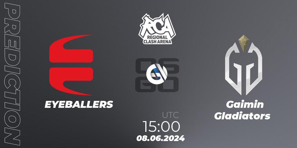 EYEBALLERS vs Gaimin Gladiators: Match Prediction. 08.06.2024 at 15:00, Counter-Strike (CS2), Regional Clash Arena Europe