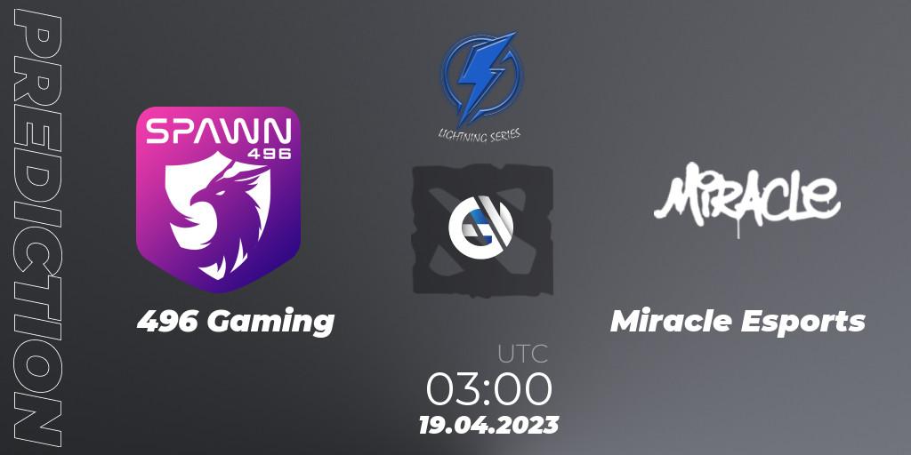 496 Gaming vs Miracle Esports: Match Prediction. 19.04.2023 at 03:00, Dota 2, Lightning Series