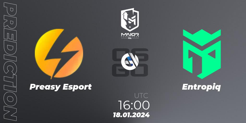 Preasy Esport vs Entropiq: Match Prediction. 18.01.2024 at 16:00, Counter-Strike (CS2), PGL CS2 Major Copenhagen 2024: European Qualifier B