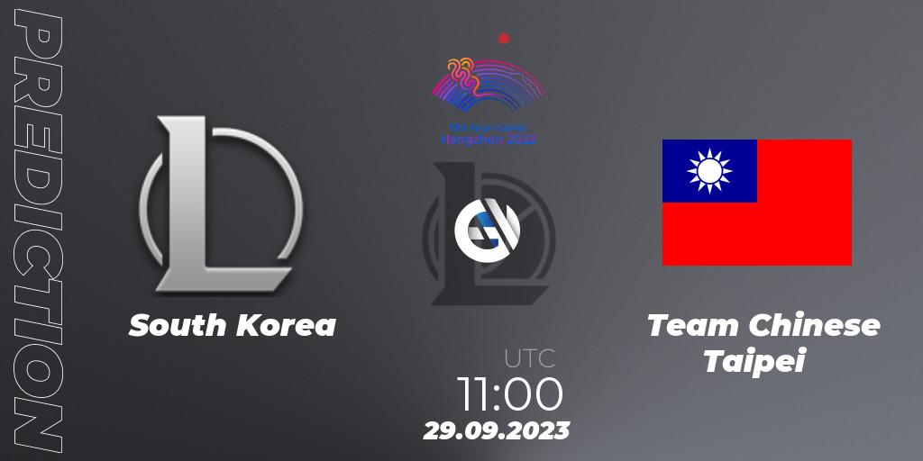 Korea Team vs Team Chinese Taipei: Match Prediction. 29.09.2023 at 11:00, LoL, 2022 Asian Games