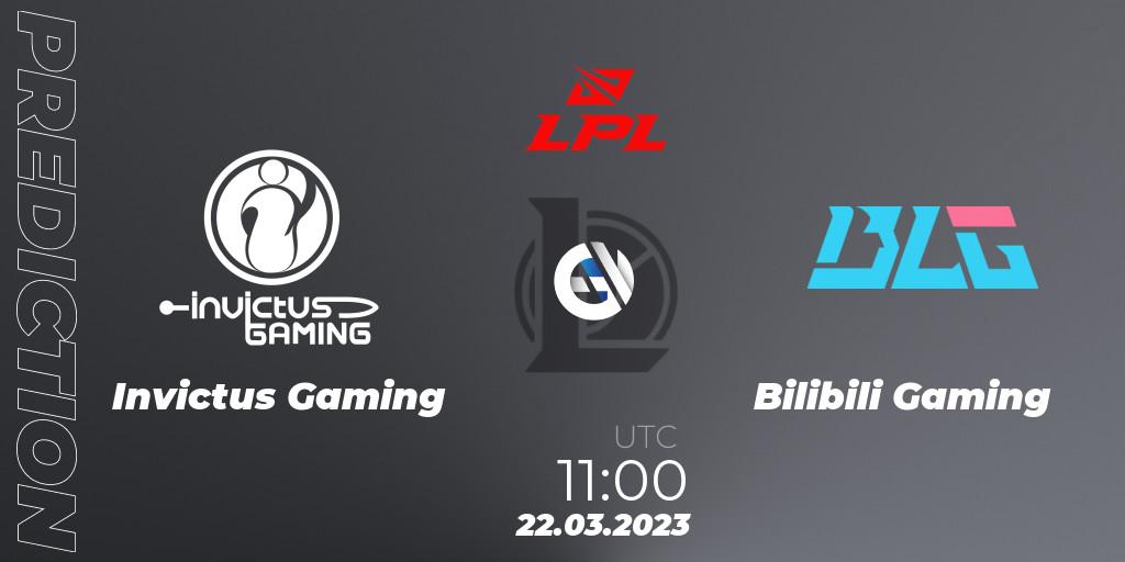 Invictus Gaming vs Bilibili Gaming: Match Prediction. 22.03.2023 at 11:35, LoL, LPL Spring 2023 - Group Stage