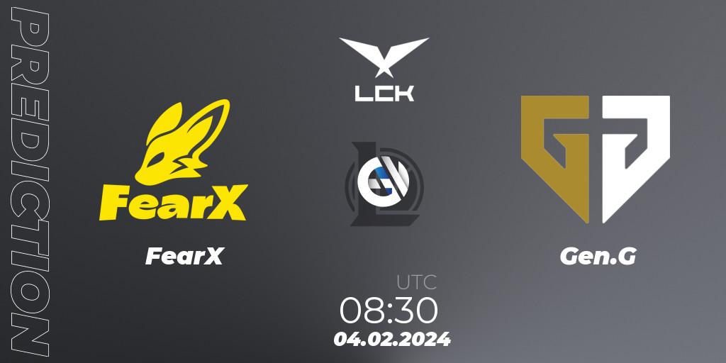 FearX vs Gen.G: Match Prediction. 04.02.2024 at 08:30, LoL, LCK Spring 2024 - Group Stage