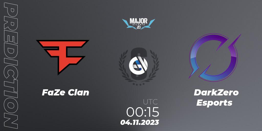 FaZe Clan vs DarkZero Esports: Match Prediction. 04.11.2023 at 00:15, Rainbow Six, BLAST Major USA 2023 - Playoffs