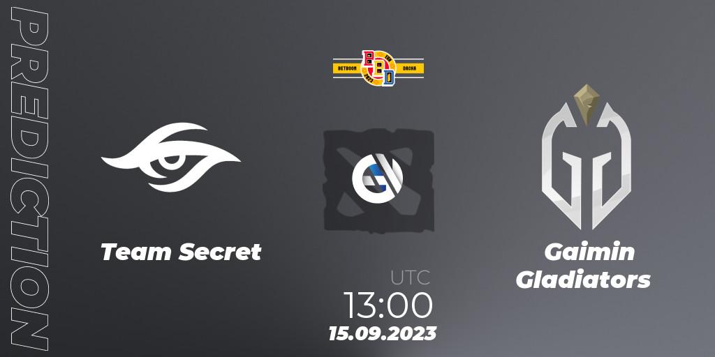 Team Secret vs Gaimin Gladiators: Match Prediction. 15.09.2023 at 11:56, Dota 2, BetBoom Dacha