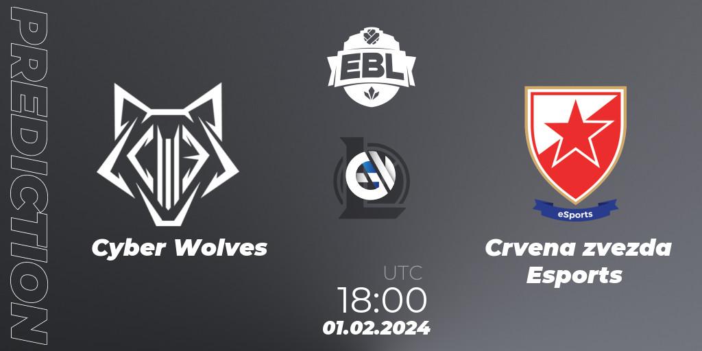 Cyber Wolves vs Crvena zvezda Esports: Match Prediction. 01.02.2024 at 18:00, LoL, Esports Balkan League Season 14