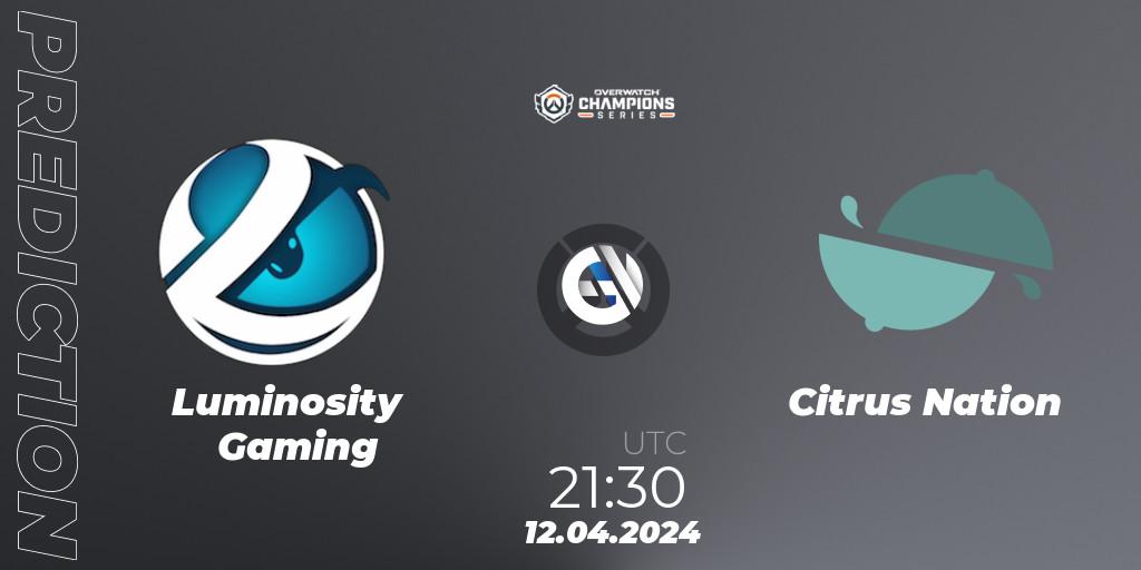 Luminosity Gaming vs Citrus Nation: Match Prediction. 12.04.2024 at 21:30, Overwatch, Overwatch Champions Series 2024 - North America Stage 2 Group Stage