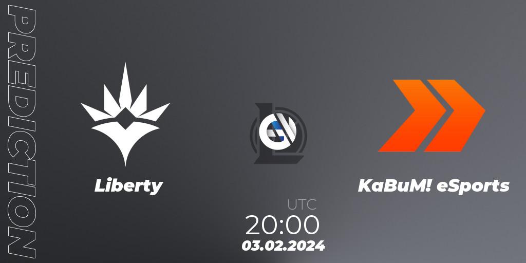 Liberty vs KaBuM! eSports: Match Prediction. 03.02.2024 at 20:00, LoL, CBLOL Split 1 2024 - Group Stage