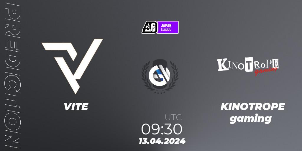 VITE vs KINOTROPE gaming: Match Prediction. 13.04.2024 at 09:30, Rainbow Six, Japan League 2024 - Stage 1