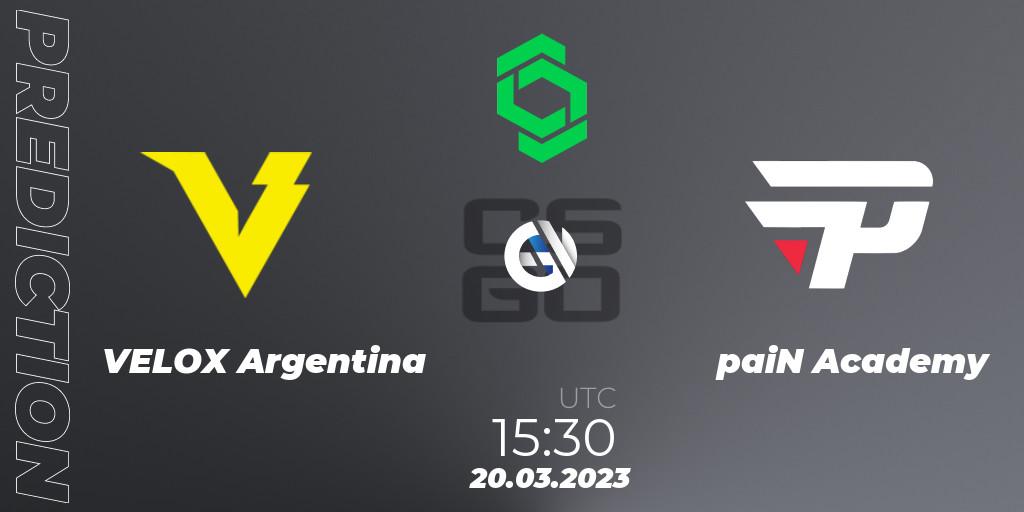 VELOX Argentina vs paiN Academy: Match Prediction. 20.03.23, CS2 (CS:GO), CCT South America Series #6: Closed Qualifier