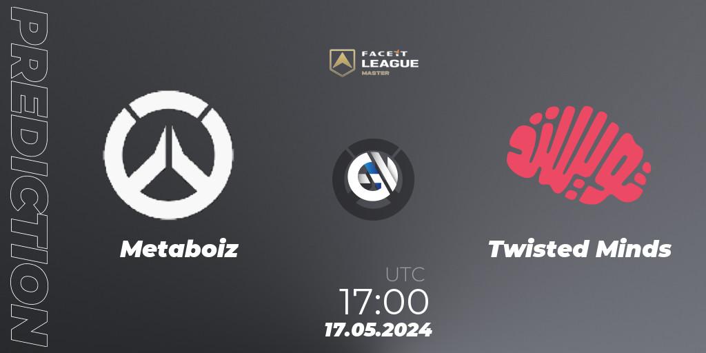 Metaboiz vs Twisted Minds: Match Prediction. 17.05.2024 at 17:00, Overwatch, FACEIT League Season 1 - EMEA Master Road to EWC