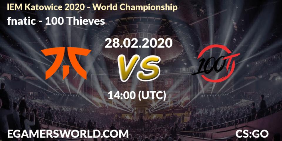 fnatic vs 100 Thieves: Match Prediction. 28.02.20, CS2 (CS:GO), IEM Katowice 2020 