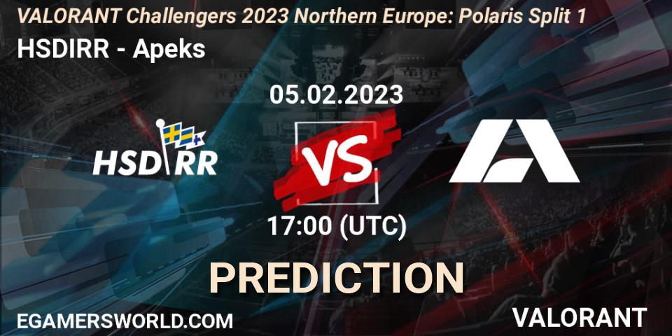 HSDIRR vs Apeks: Match Prediction. 05.02.23, VALORANT, VALORANT Challengers 2023 Northern Europe: Polaris Split 1
