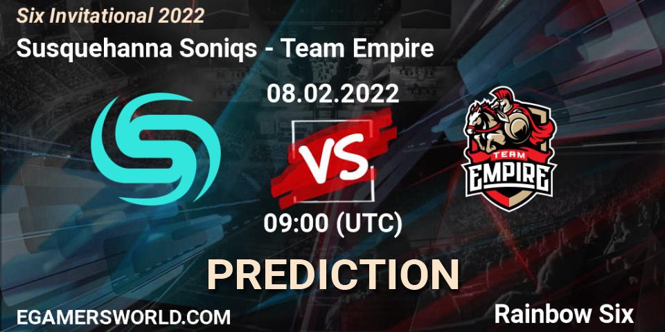 Susquehanna Soniqs vs Team Empire: Match Prediction. 08.02.22, Rainbow Six, Six Invitational 2022