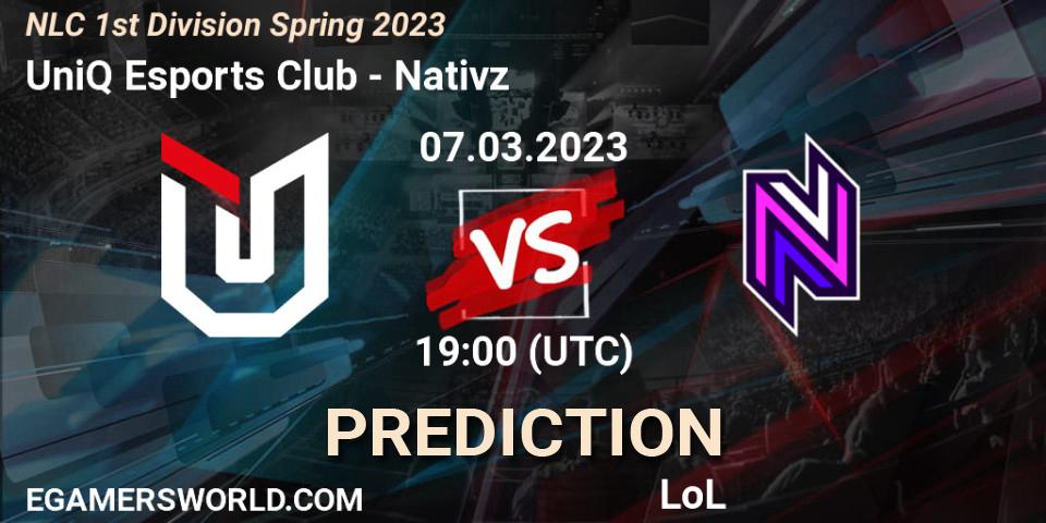 UniQ Esports Club vs Nativz: Match Prediction. 08.02.23, LoL, NLC 1st Division Spring 2023