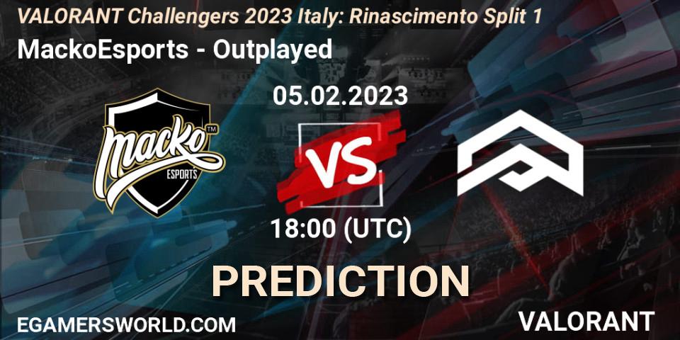 MackoEsports vs Outplayed: Match Prediction. 05.02.23, VALORANT, VALORANT Challengers 2023 Italy: Rinascimento Split 1