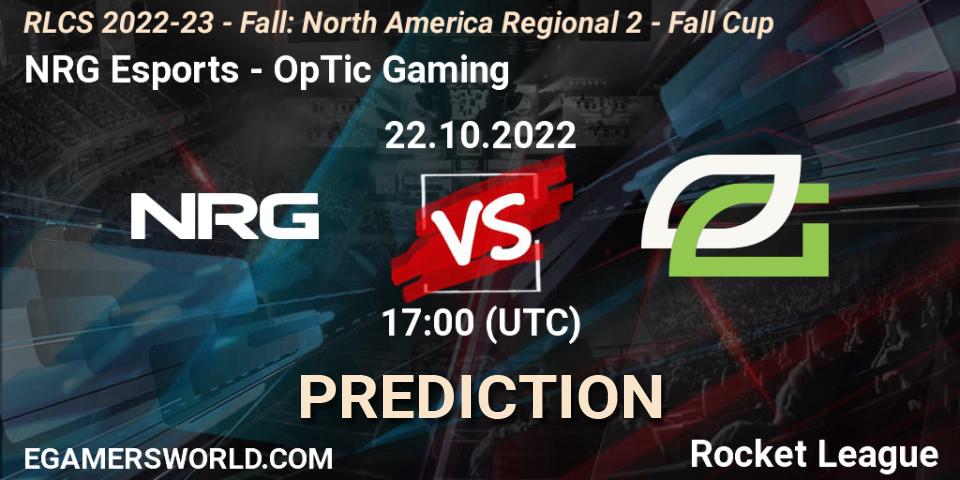 NRG Esports vs OpTic Gaming: Match Prediction. 22.10.22, Rocket League, RLCS 2022-23 - Fall: North America Regional 2 - Fall Cup