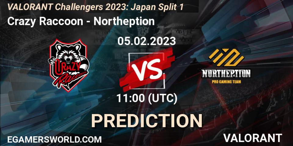 Crazy Raccoon vs Northeption: Match Prediction. 05.02.23, VALORANT, VALORANT Challengers 2023: Japan Split 1