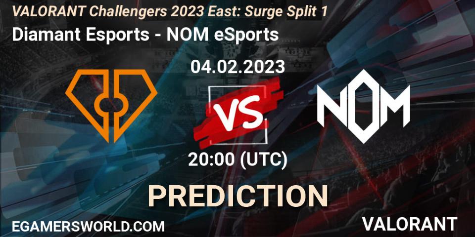 Diamant Esports vs NOM eSports: Match Prediction. 04.02.23, VALORANT, VALORANT Challengers 2023 East: Surge Split 1