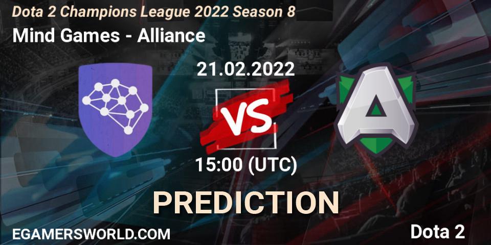 Mind Games vs Alliance: Match Prediction. 21.02.22, Dota 2, Dota 2 Champions League 2022 Season 8