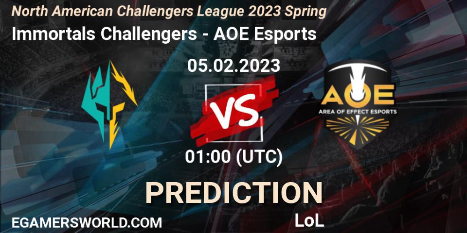 Immortals Challengers vs AOE Esports: Match Prediction. 05.02.23, LoL, NACL 2023 Spring - Group Stage