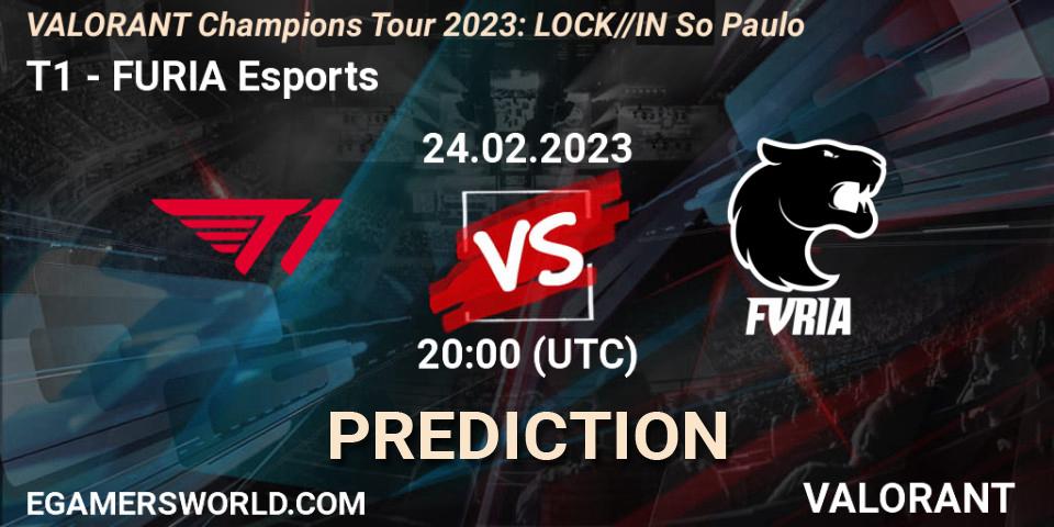 T1 vs FURIA Esports: Match Prediction. 24.02.23, VALORANT, VALORANT Champions Tour 2023: LOCK//IN São Paulo