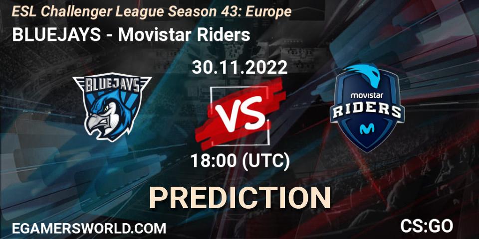 BLUEJAYS vs Movistar Riders: Match Prediction. 28.11.22, CS2 (CS:GO), ESL Challenger League Season 43: Europe