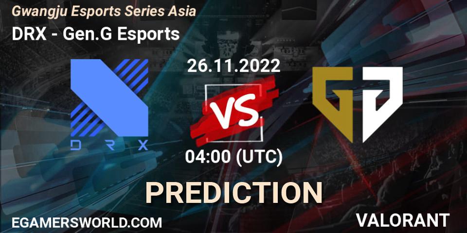 DRX vs Gen.G Esports: Match Prediction. 26.11.22, VALORANT, Gwangju Esports Series Asia