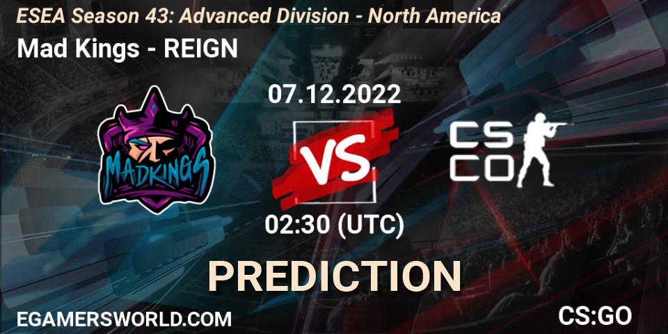 Mad Kings vs REIGN: Match Prediction. 07.12.22, CS2 (CS:GO), ESEA Season 43: Advanced Division - North America