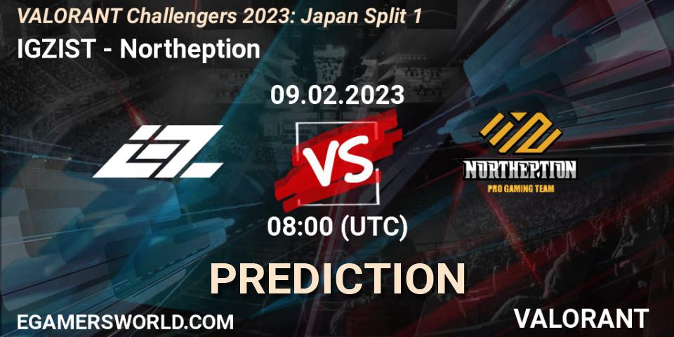 IGZIST vs Northeption: Match Prediction. 09.02.23, VALORANT, VALORANT Challengers 2023: Japan Split 1