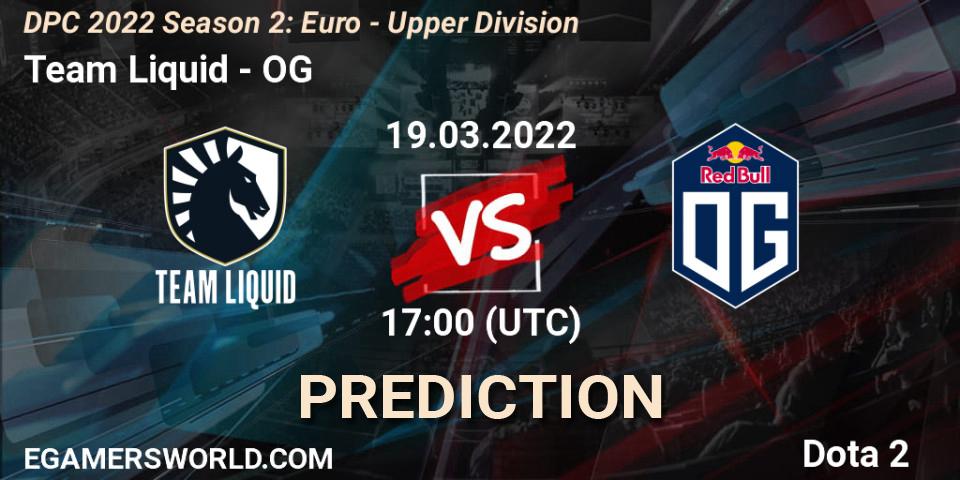 Team Liquid vs OG: Match Prediction. 24.03.22, Dota 2, DPC 2021/2022 Tour 2 (Season 2): WEU (Euro) Divison I (Upper) - DreamLeague Season 17