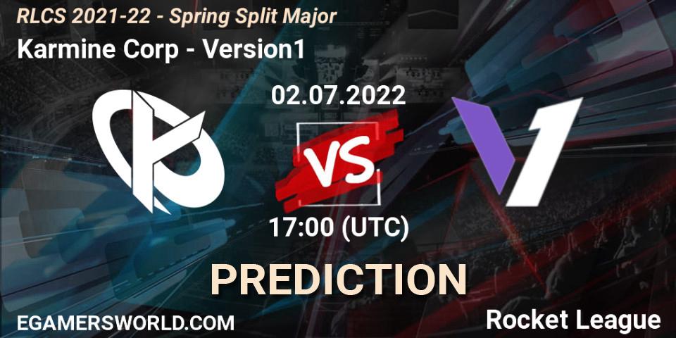 Karmine Corp vs Version1: Match Prediction. 02.07.22, Rocket League, RLCS 2021-22 - Spring Split Major