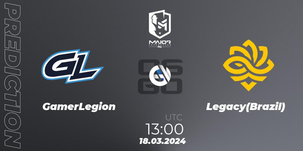 GamerLegion vs Legacy(Brazil): Match Prediction. 18.03.24, CS2 (CS:GO), PGL CS2 Major Copenhagen 2024 Challengers Stage