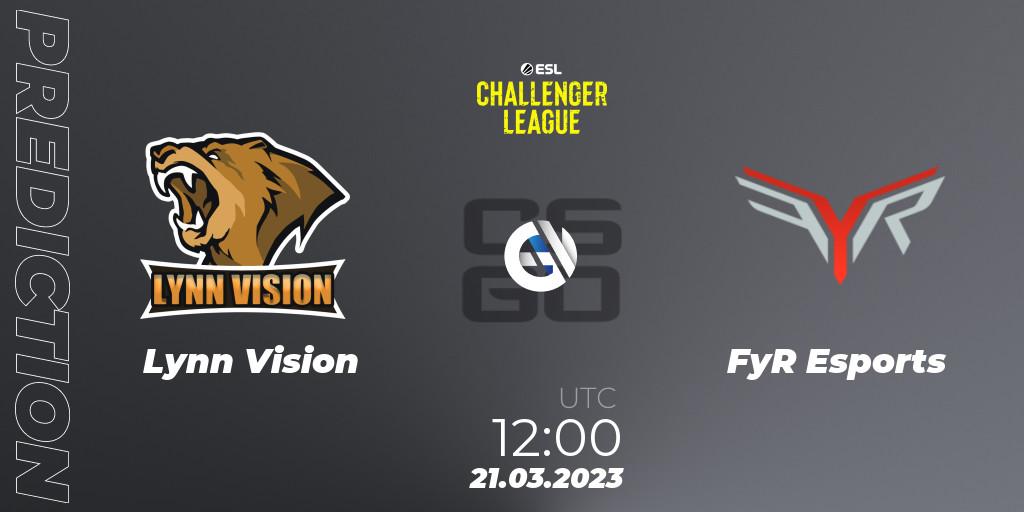 Lynn Vision vs FyR Esports: Match Prediction. 21.03.23, CS2 (CS:GO), ESL Challenger League Season 44: Asia-Pacific