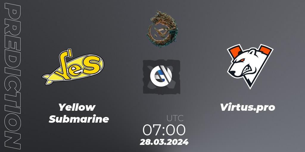 Yellow Submarine vs Virtus.pro: Match Prediction. 28.03.24, Dota 2, PGL Wallachia Season 1: Eastern Europe Closed Qualifier