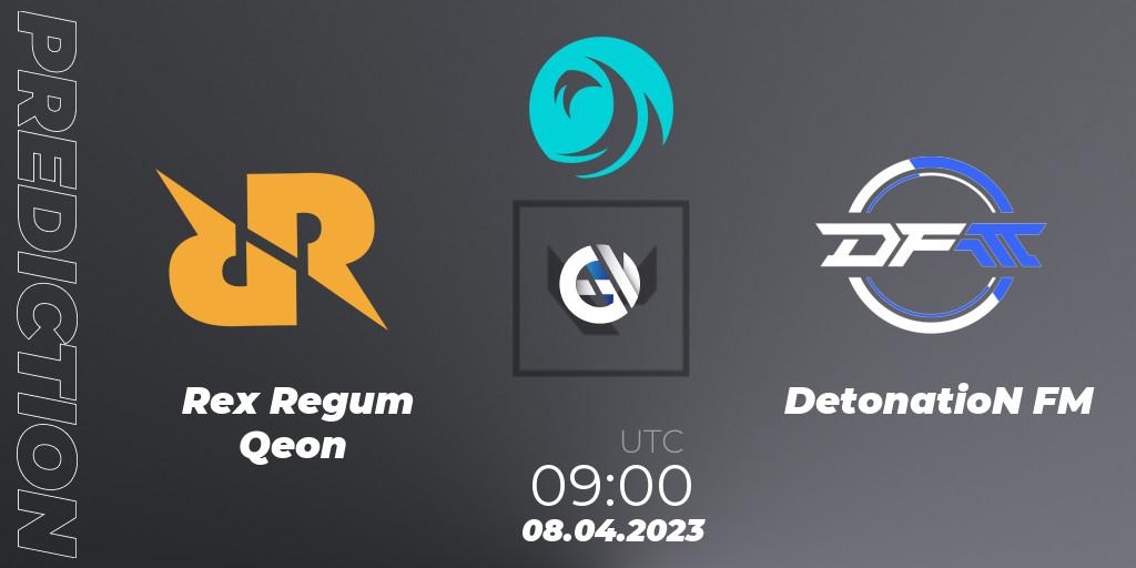 Rex Regum Qeon vs DetonatioN FocusMe: Match Prediction. 08.04.23, VALORANT, VCT 2023: Pacific League