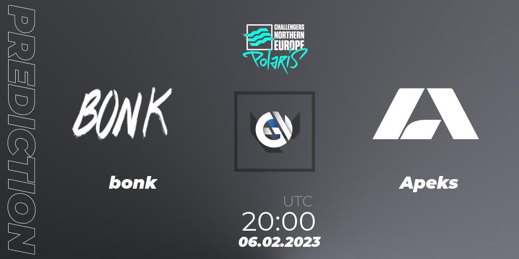 bonk vs Apeks: Match Prediction. 06.02.23, VALORANT, VALORANT Challengers 2023 Northern Europe: Polaris Split 1