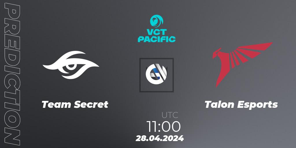 Team Secret vs Talon Esports: Match Prediction. 28.04.24, VALORANT, VALORANT Champions Tour 2024: Pacific League - Stage 1 - Group Stage